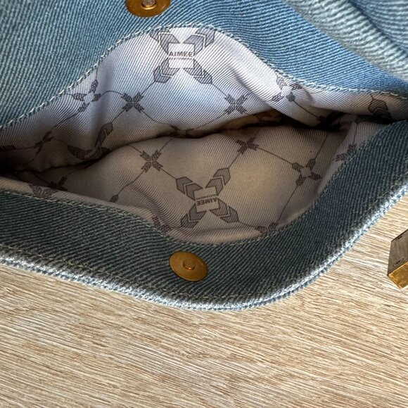 Aimee Kestenberg Milan Med Blue Denim Brass Tone Hardware Festival Bum Belt Bag - Picture 8 of 8